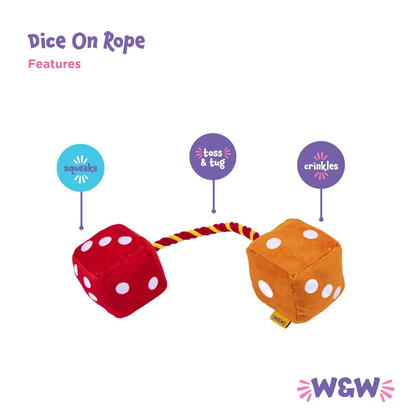 Woof & Whiskers Plush Dog Toy - Dice On Rope; image 3 of 5