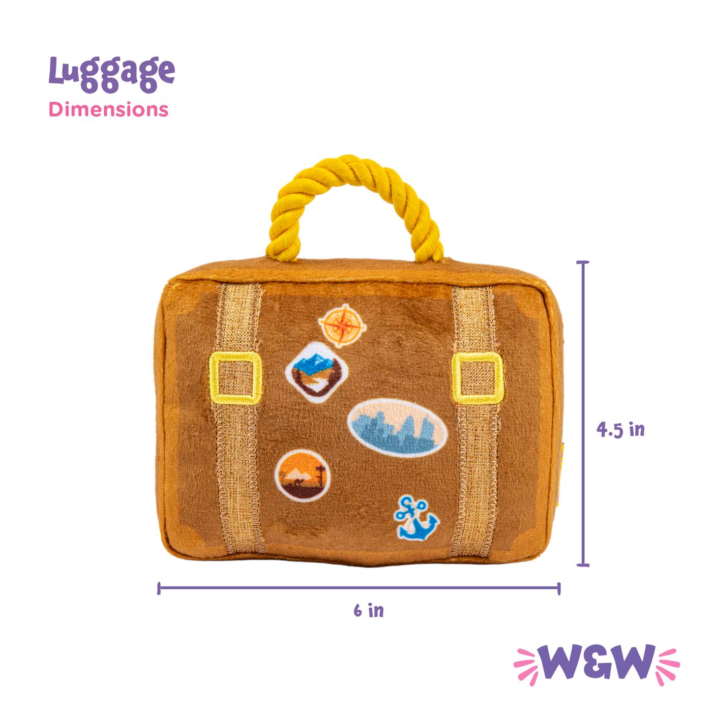 Woof & Whiskers Plush Dog Toy - Luggage; image 6 of 6