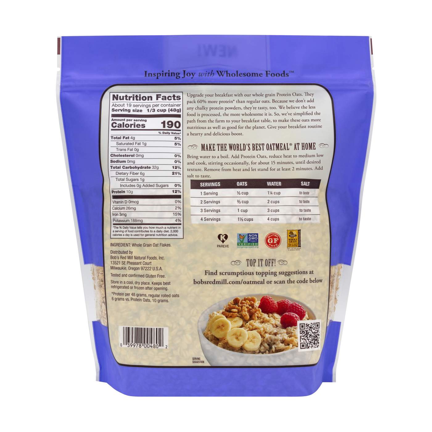 Bob's Red Mill Protein Whole Grain Rolled Oats; image 2 of 2