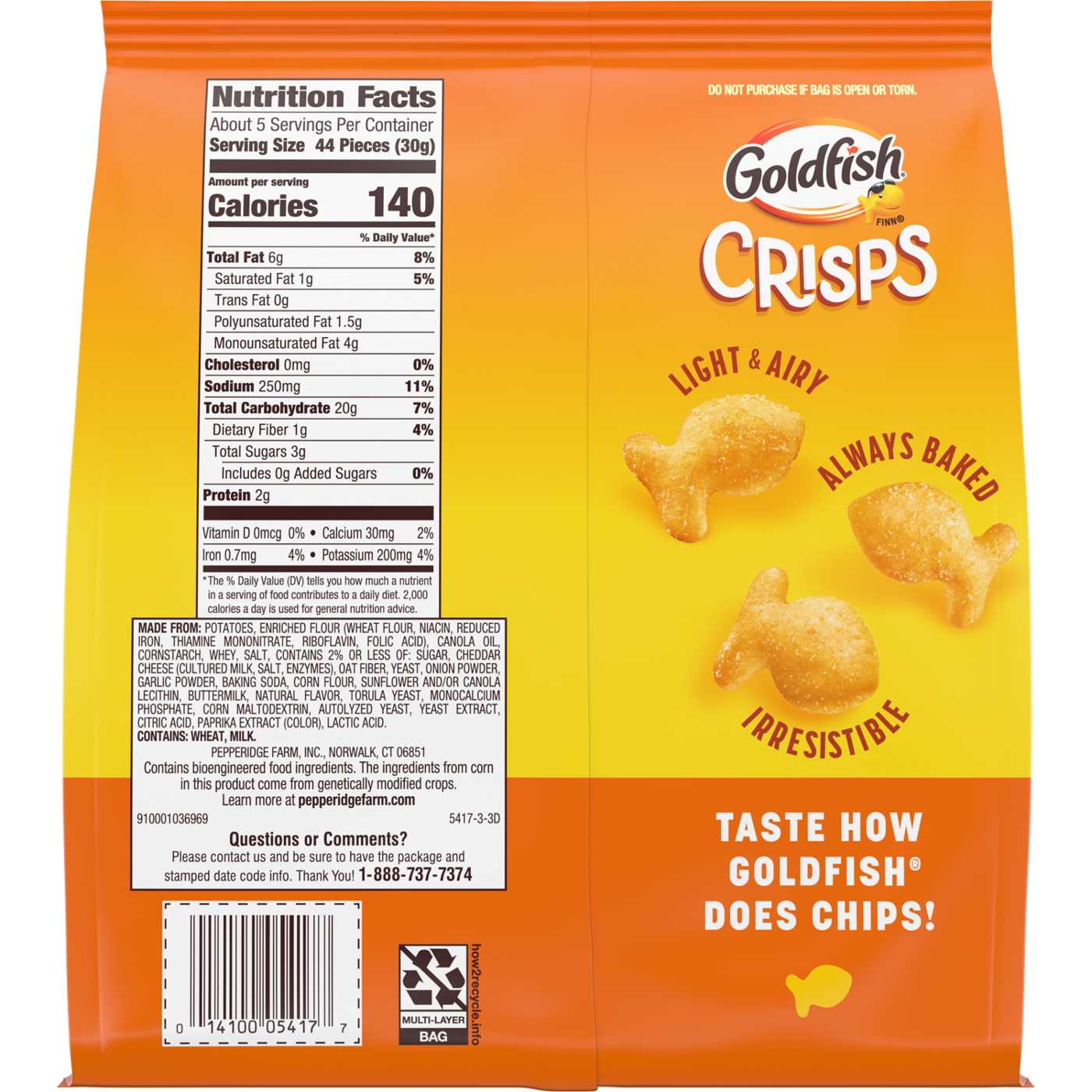 Goldfish Crisps Cheddar Cheese Baked Chip Crackers; image 2 of 2