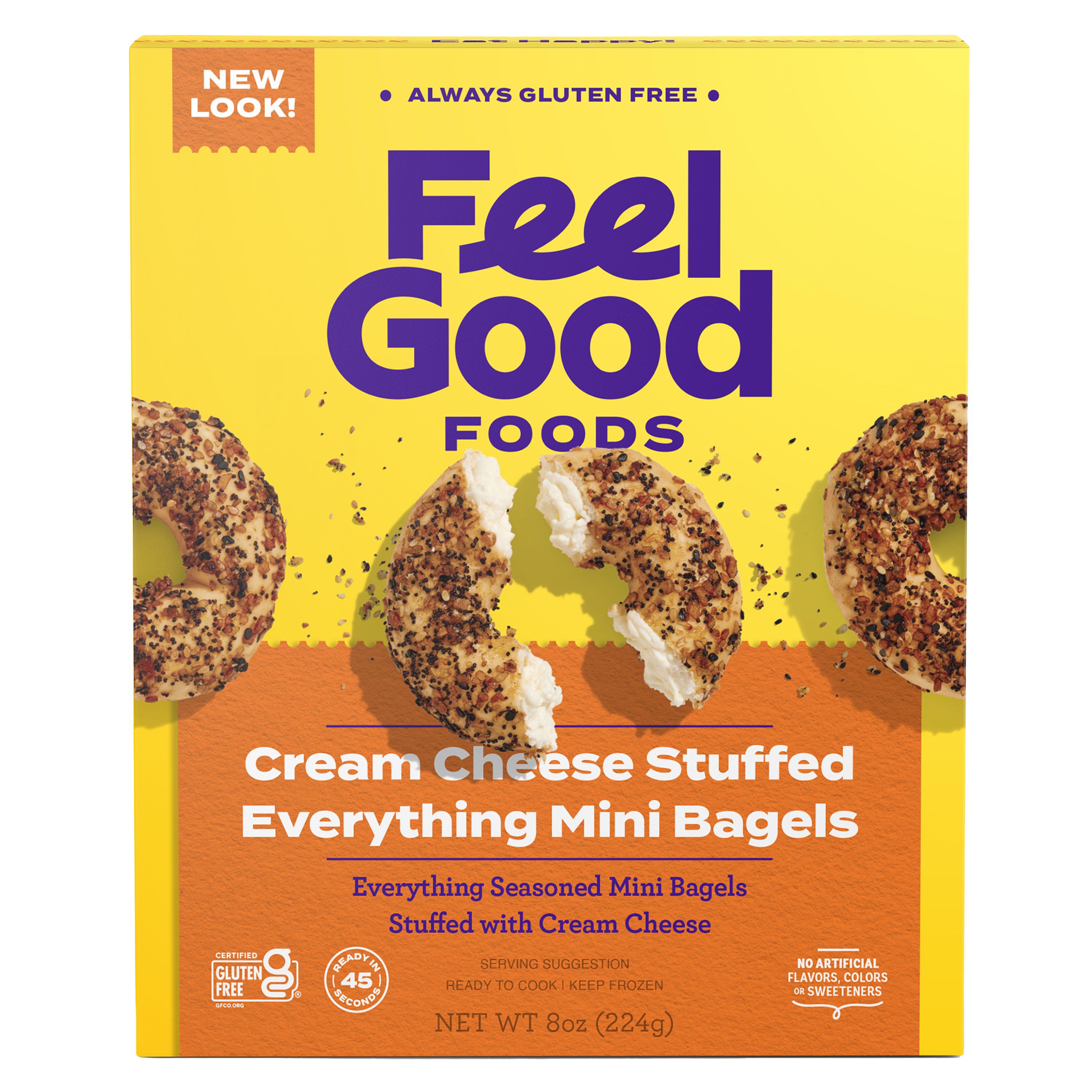 Feel Good Foods Cream Cheese Stuffed Everything Mini Bagels - Shop ...