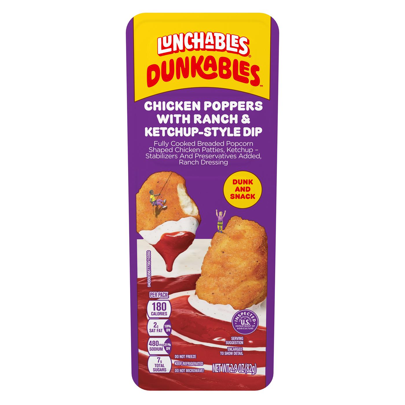 Lunchables Dunkables Snack Kit Tray - Chicken Poppers with Ranch & Ketchup; image 1 of 8