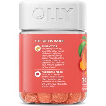 OLLY Probiotic & Prebiotic 500 Million CFU Digestive Fiber Gummies - Peach