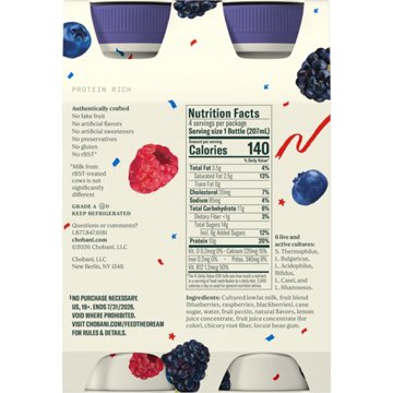 Chobani 10g Protein Mixed Berry Greek Yogurt Drink 7 oz Bottles