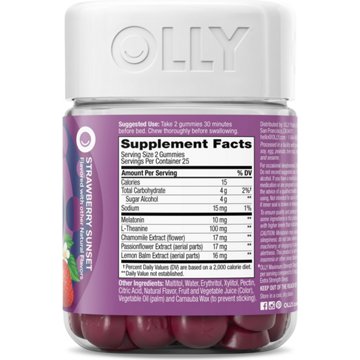 OLLY Maximum Strength Melatonin & L-Theanine 10 mg Sleep Gummies - Strawberry