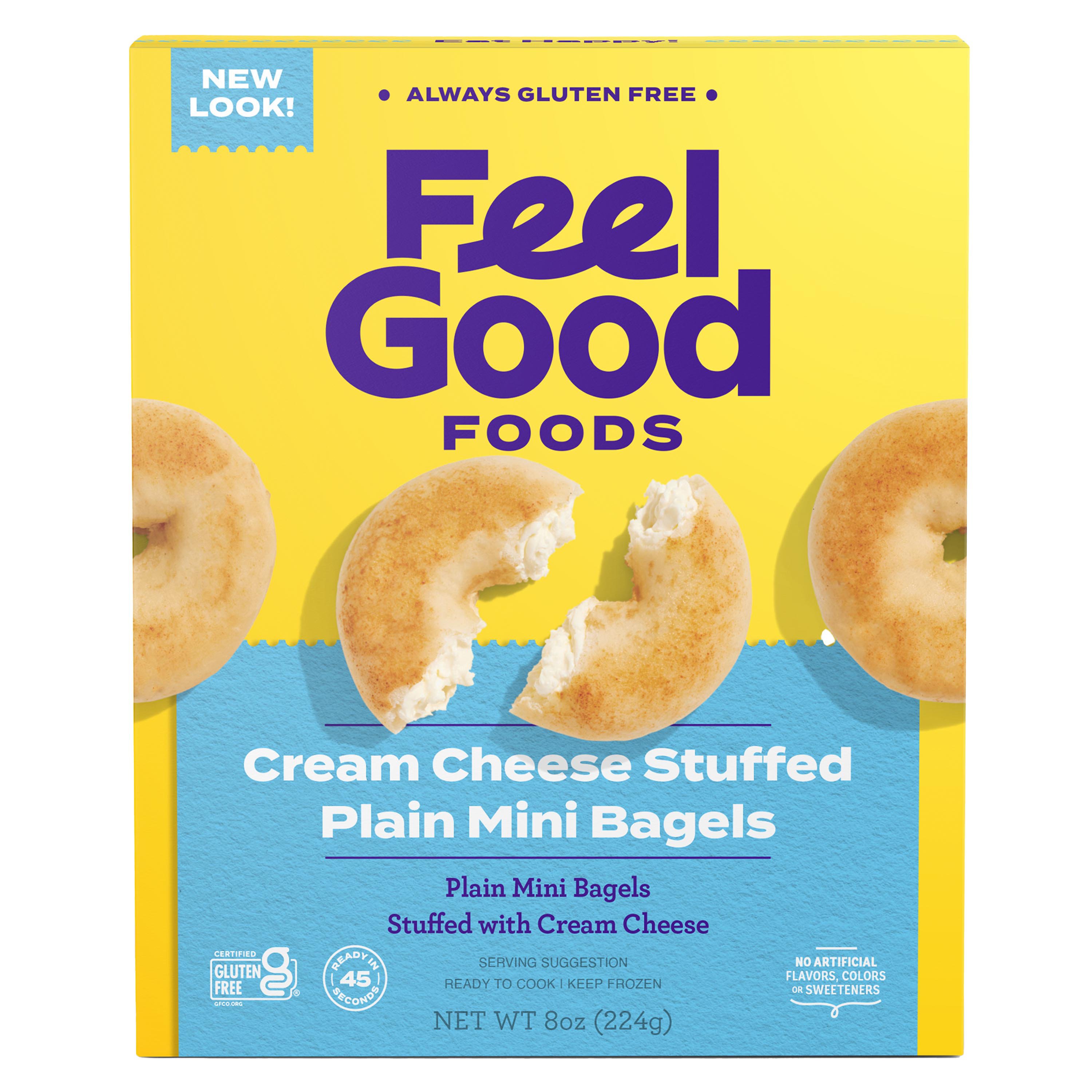Feel Good Foods Cream Cheese Stuffed Plain Mini Bagels - Shop Bagels at ...
