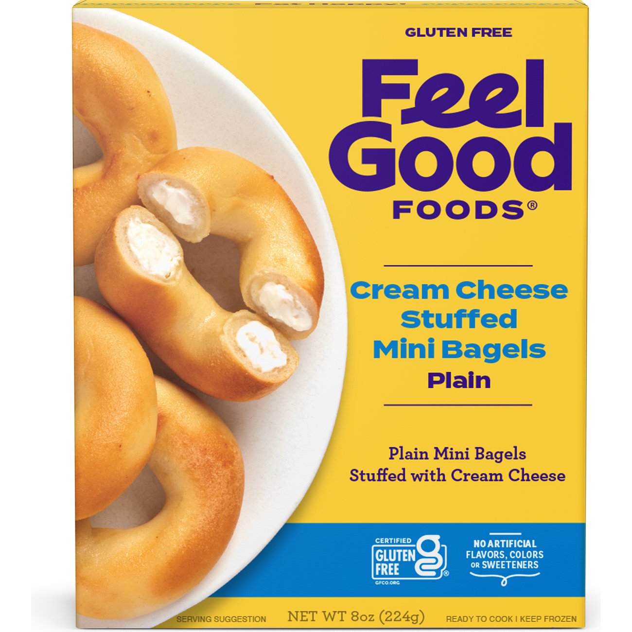 Feel Good Foods Cream Cheese Stuffed Plain Mini Bagels Shop Bagels at