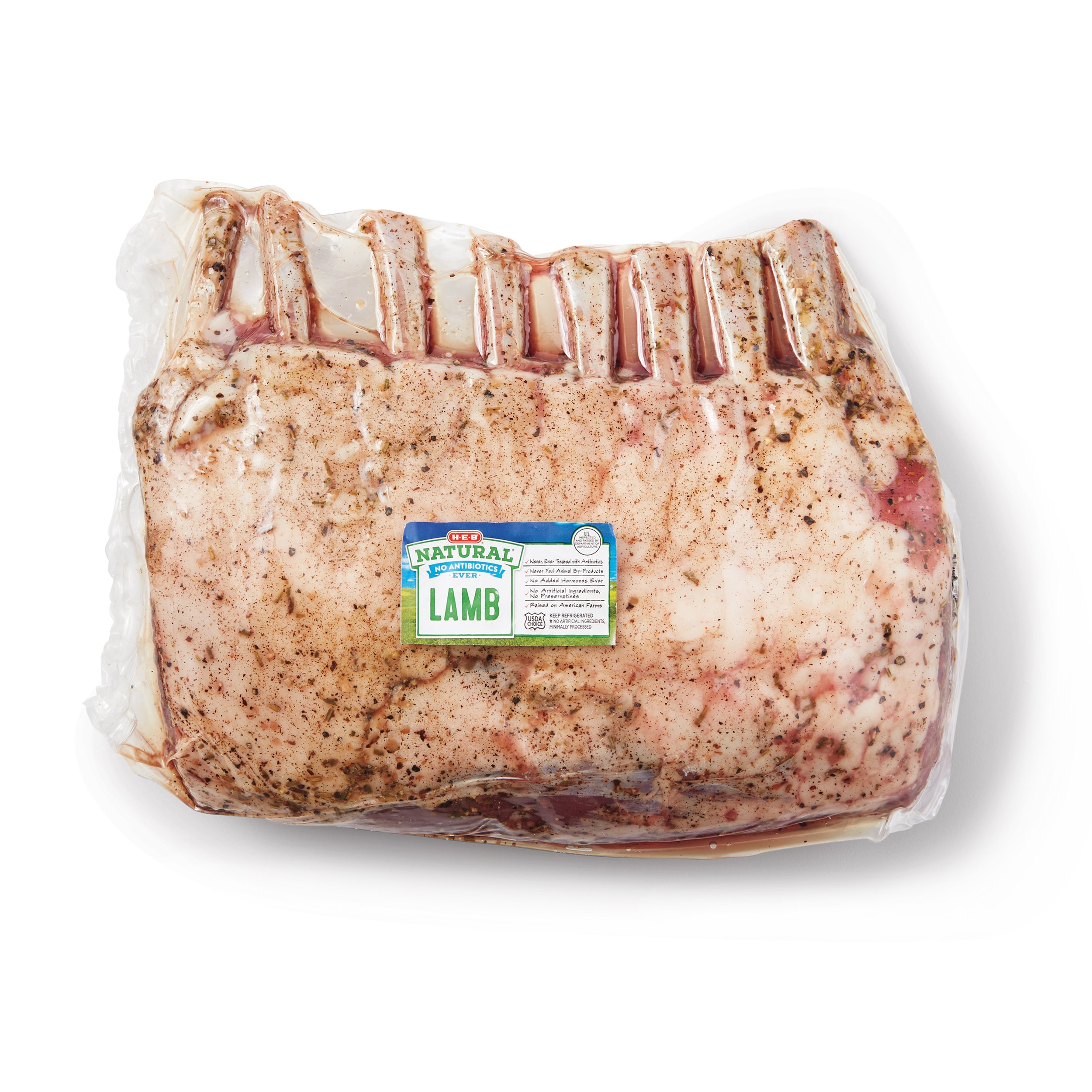 H E B Natural Seasoned Frenched Lamb Chops 8 Rib Rack Shop Lamb And Goat At H E B