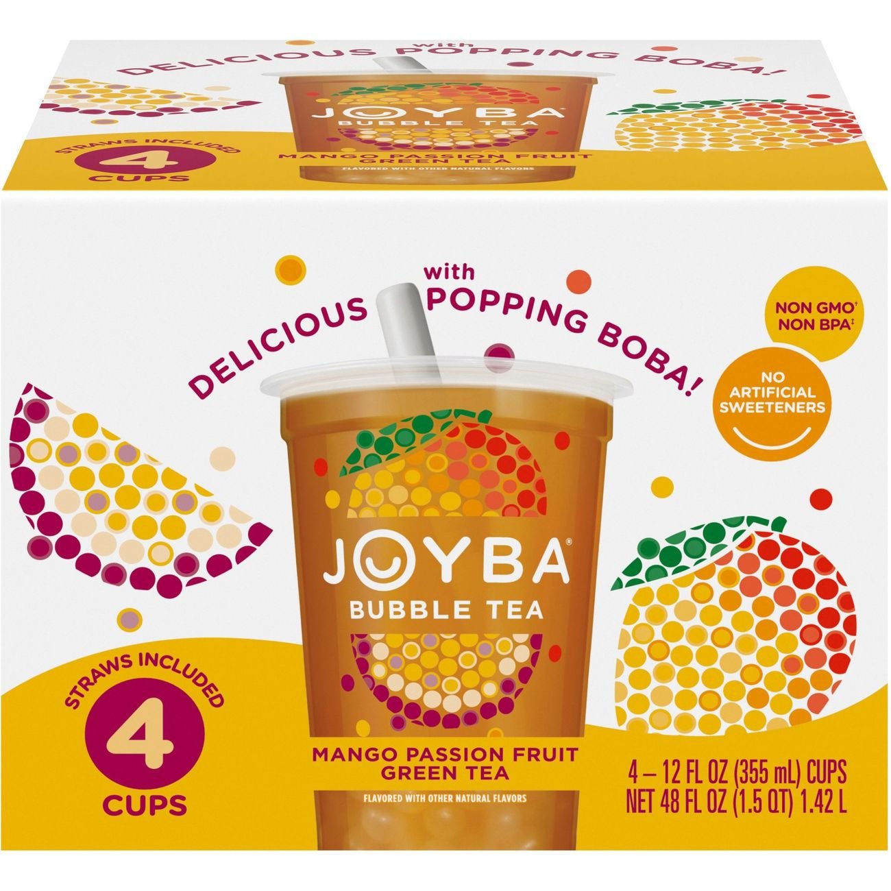 Joyba Bubble Tea - Mango Passion Fruit Green Tea 4 pk Cups - Shop