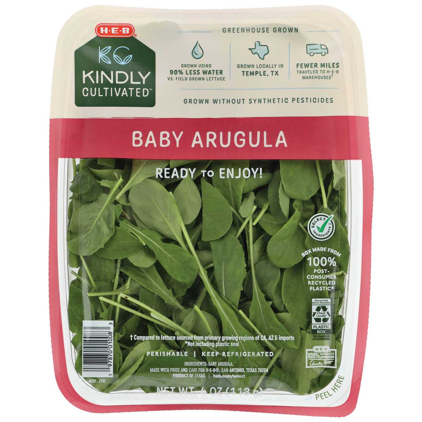 H-E-B Kindly Cultivated Fresh Baby Arugula; image 1 of 3