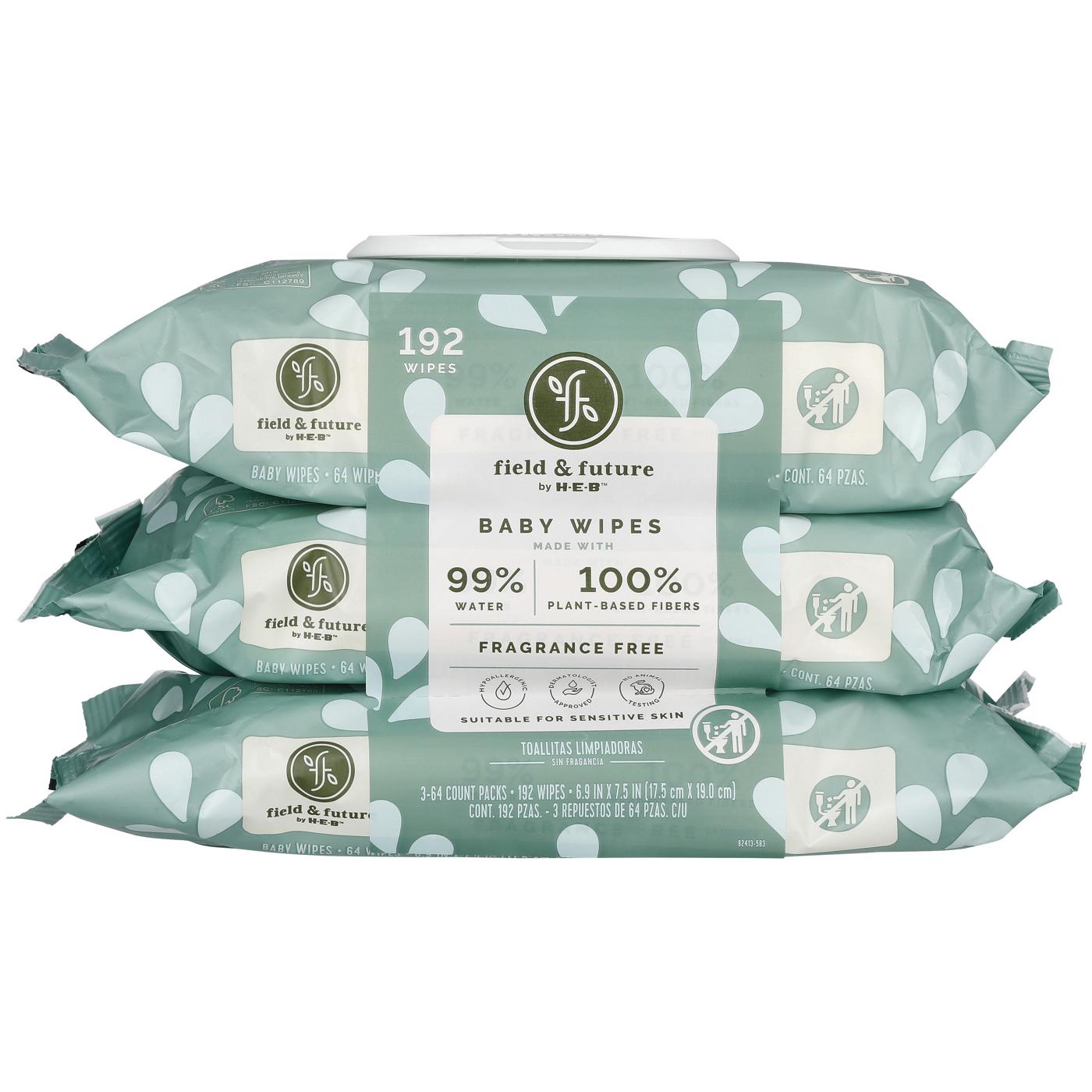 Field & Future by H-E-B 99% Water Baby Wipes, 3 pk; image 1 of 2