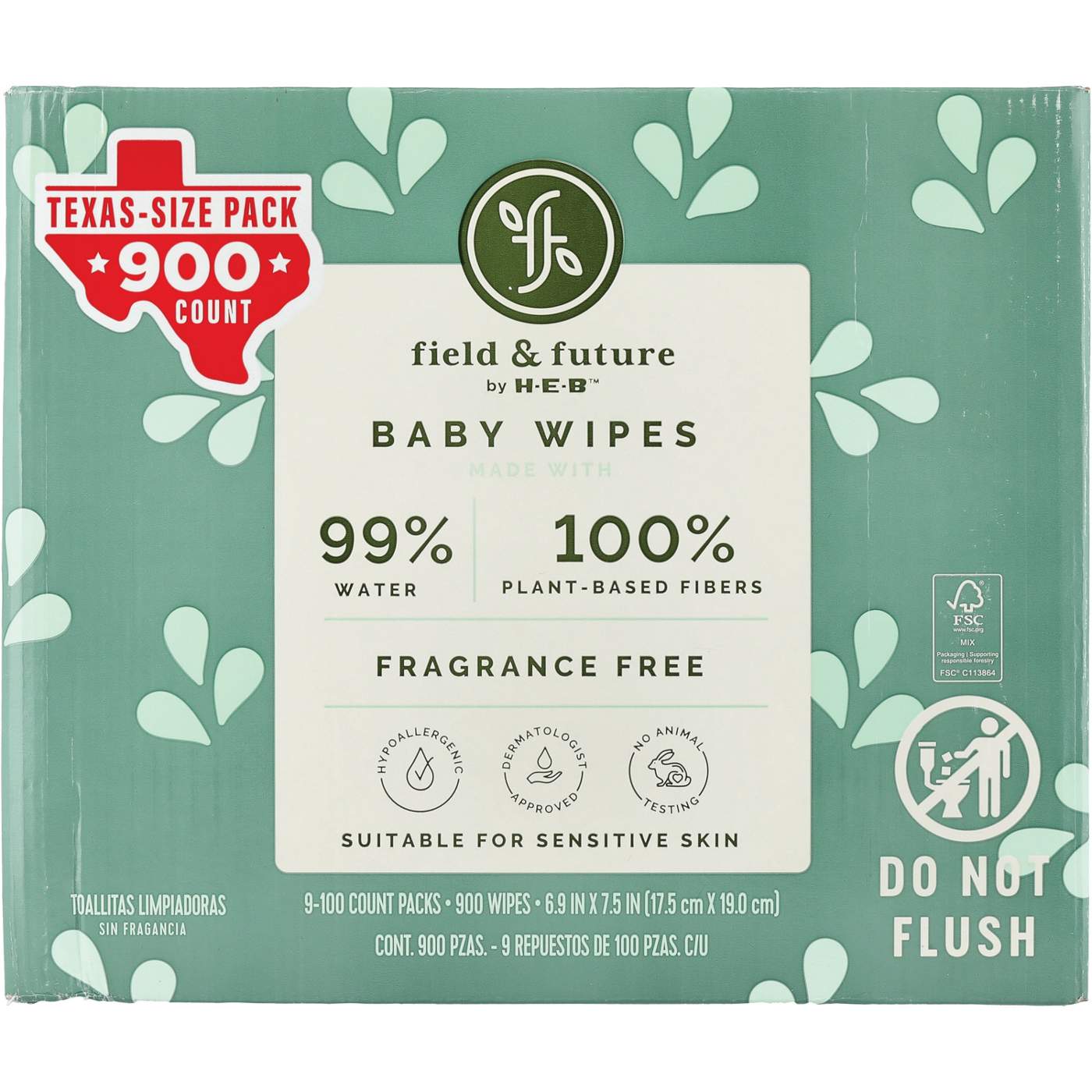 Field & Future by H-E-B 99% Water Baby Wipes Texas Size Pack, 9 pk; image 1 of 2