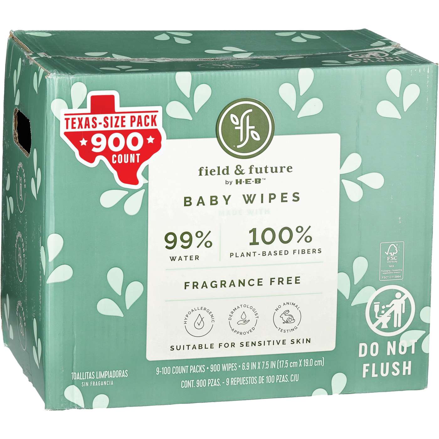 Field & Future by H-E-B 99% Water Baby Wipes Texas Size Pack, 9 pk; image 2 of 2