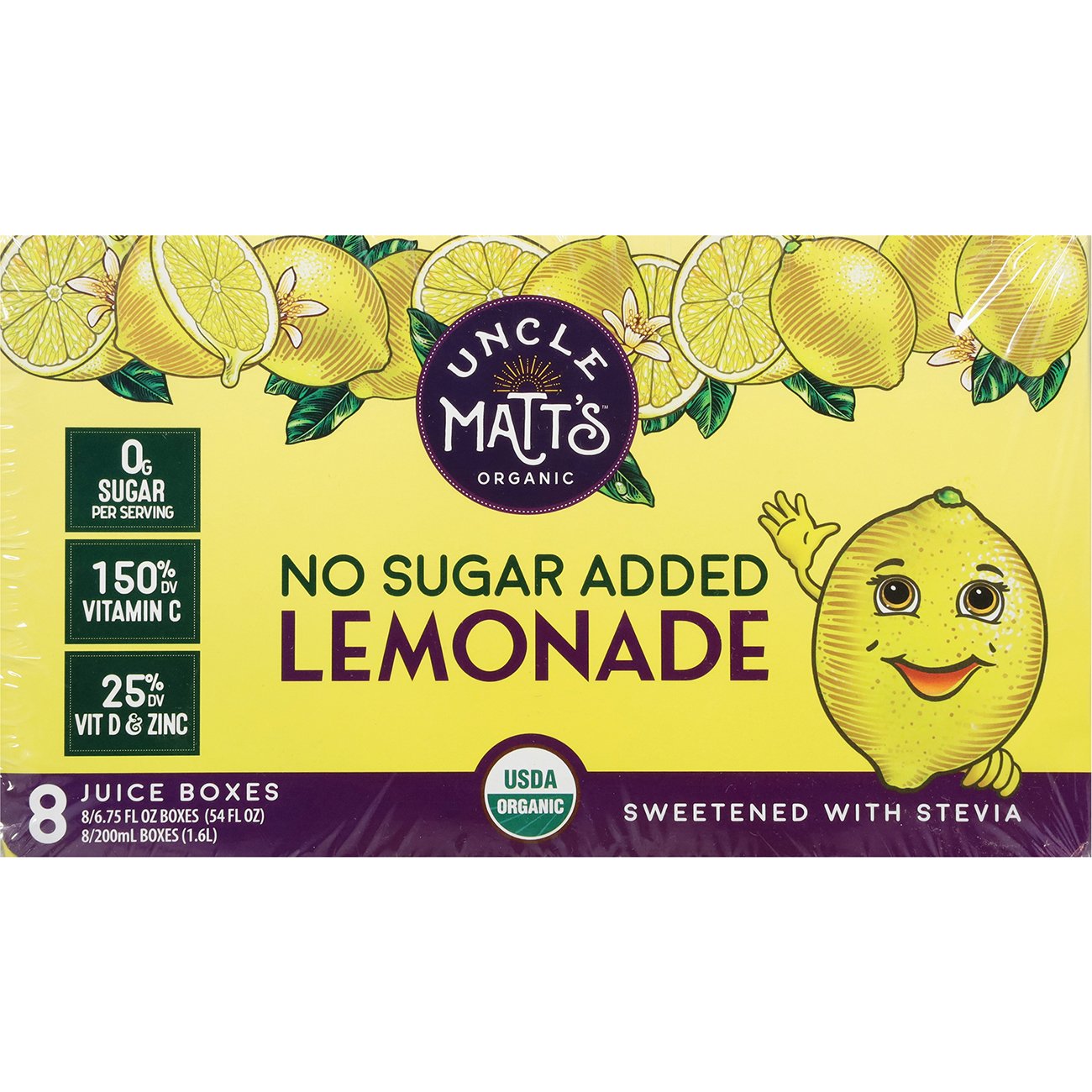 Uncle Matt's Organic No Sugar Added Lemonade 8 pk Boxes, 6.75 oz ...