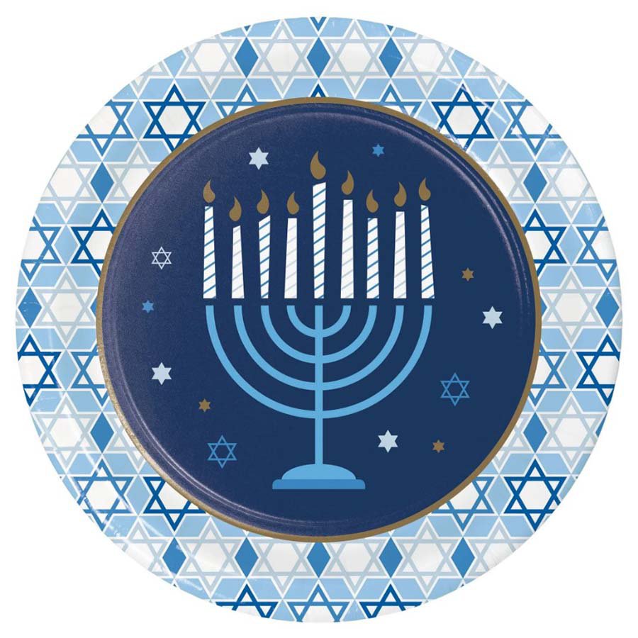 Creative Converting Hanukkah Celebration Dinner Paper Plates, 8 Ct