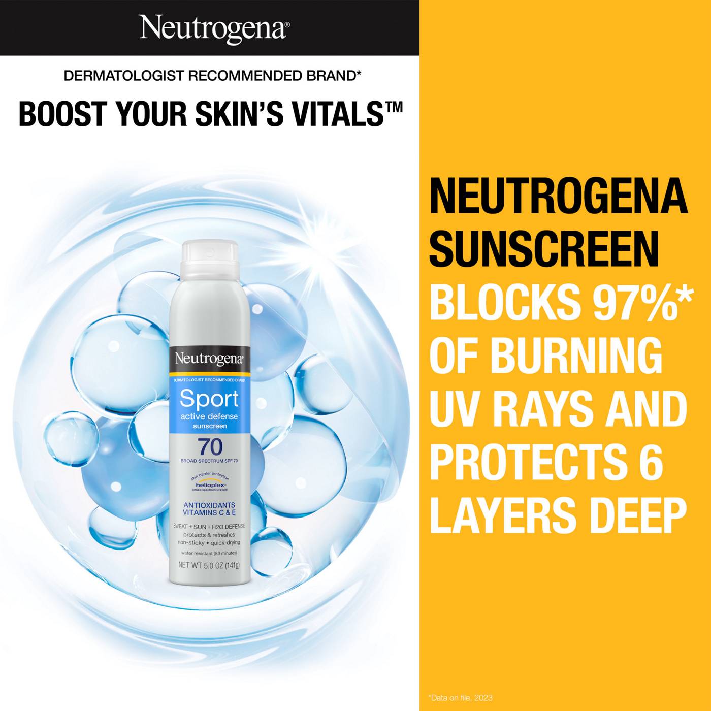 Neutrogena Sport Active Defense Sunscreen Spray SPF 70; image 4 of 8