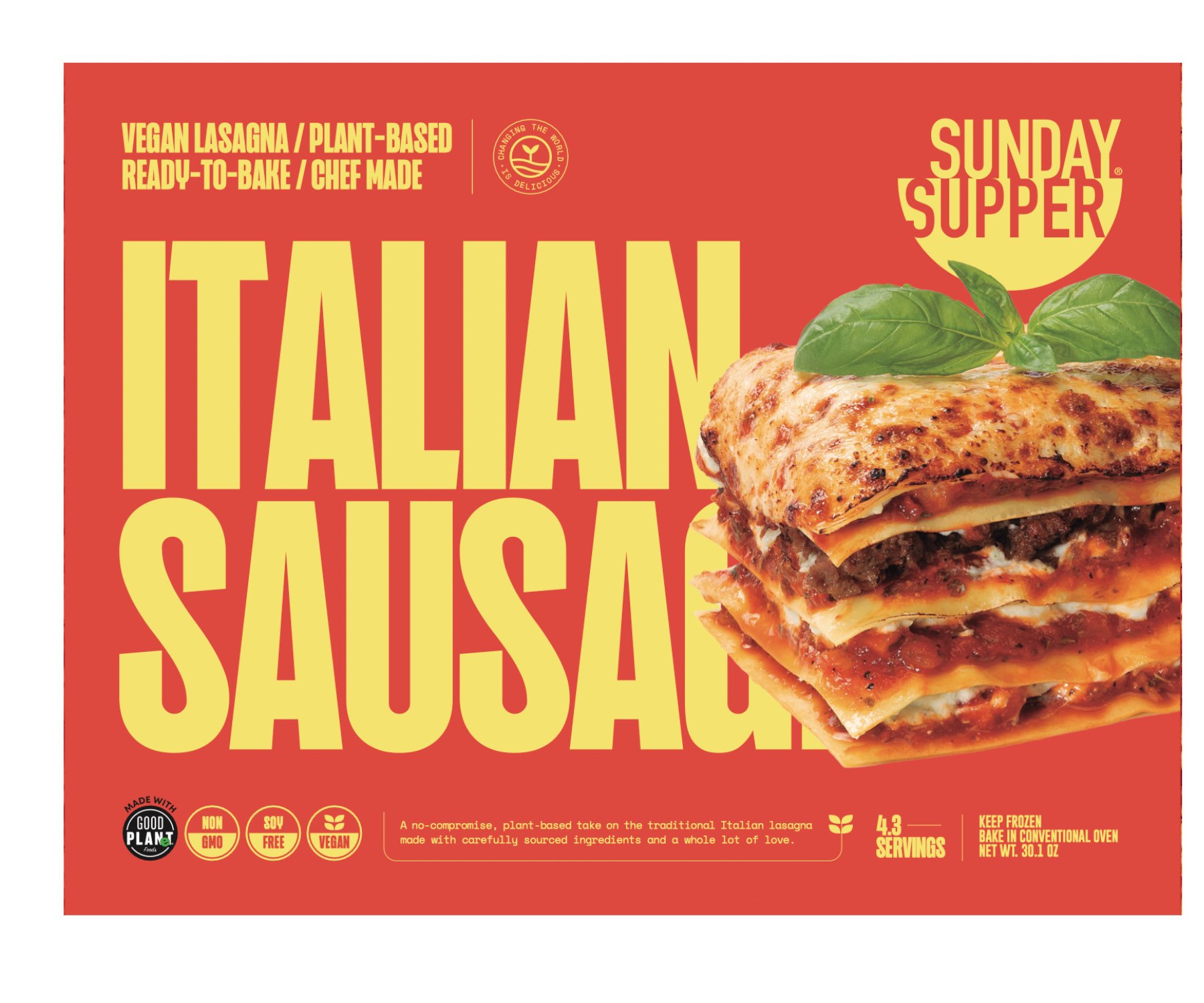 Sunday Supper Vegan Italian Sausage Lasagna, 30.1 oz | Central