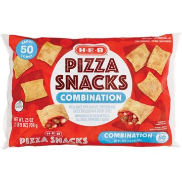 H-E-B Frozen Sausage & Pepperoni Pizza Snacks, 50 ct