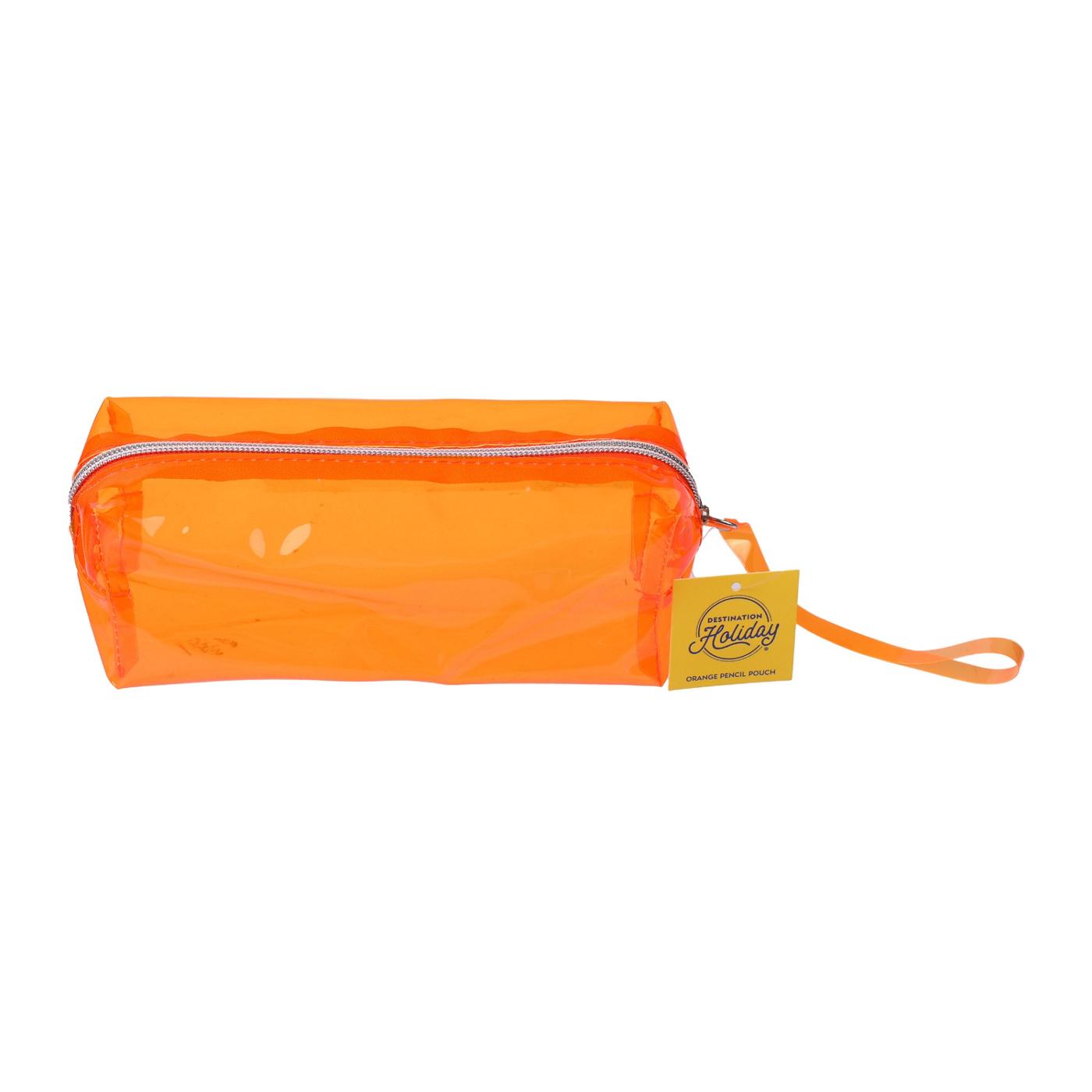 Destination Holiday Clear Pencil Pouch - Orange; image 1 of 4