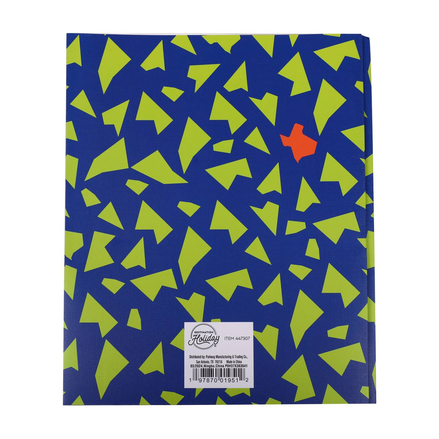 Destination Holiday Texas Pocket Paper Folder with Prongs - Blue; image 3 of 4