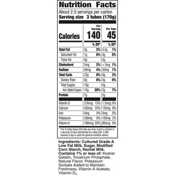 Yoplait Simply GoGurt Low Fat Strawberry Yogurt Tubes 