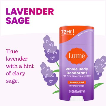 Lume Whole Body Women's Deodorant - Smooth Solid Stick - Aluminum Free - Lavender Sage Scent - 2.6oz, 2.6 oz