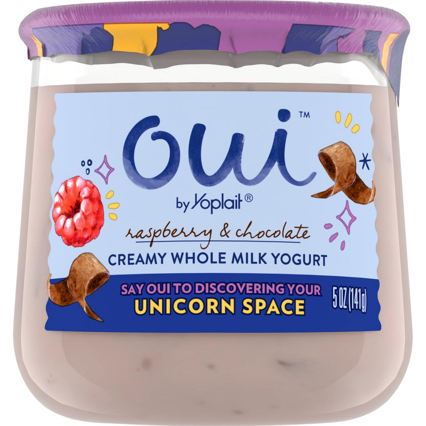 Yoplait Oui Raspberry & Chocolate Creamy Whole Milk Yogurt; image 1 of 2