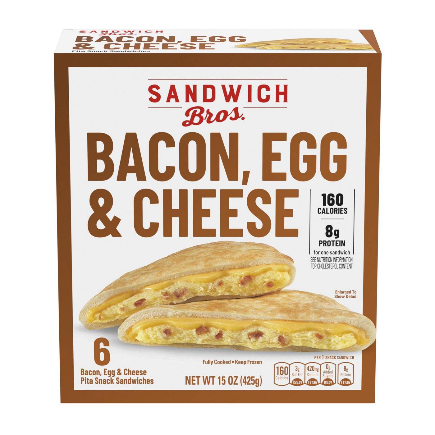 Sandwich Bros. Bacon Egg & Cheese Pita Frozen Sandwiches; image 1 of 2