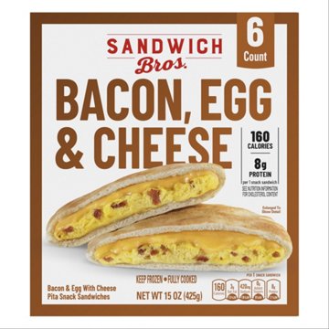 Sandwich Bros. Bacon, Egg & Cheese Pita Snack Sandwiches, 6 ct