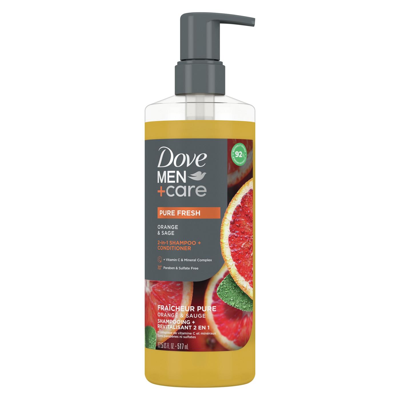 Dove Men+Care Pure Fresh 2 in 1 Shampoo + Conditioner - Orange & Sage; image 1 of 5