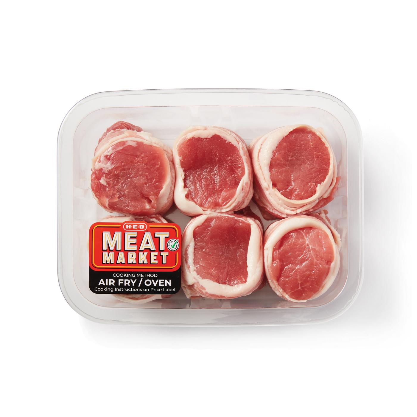 H-E-B Meat Market Bacon-Wrapped Pork Tenderloin Medallions; image 1 of 3