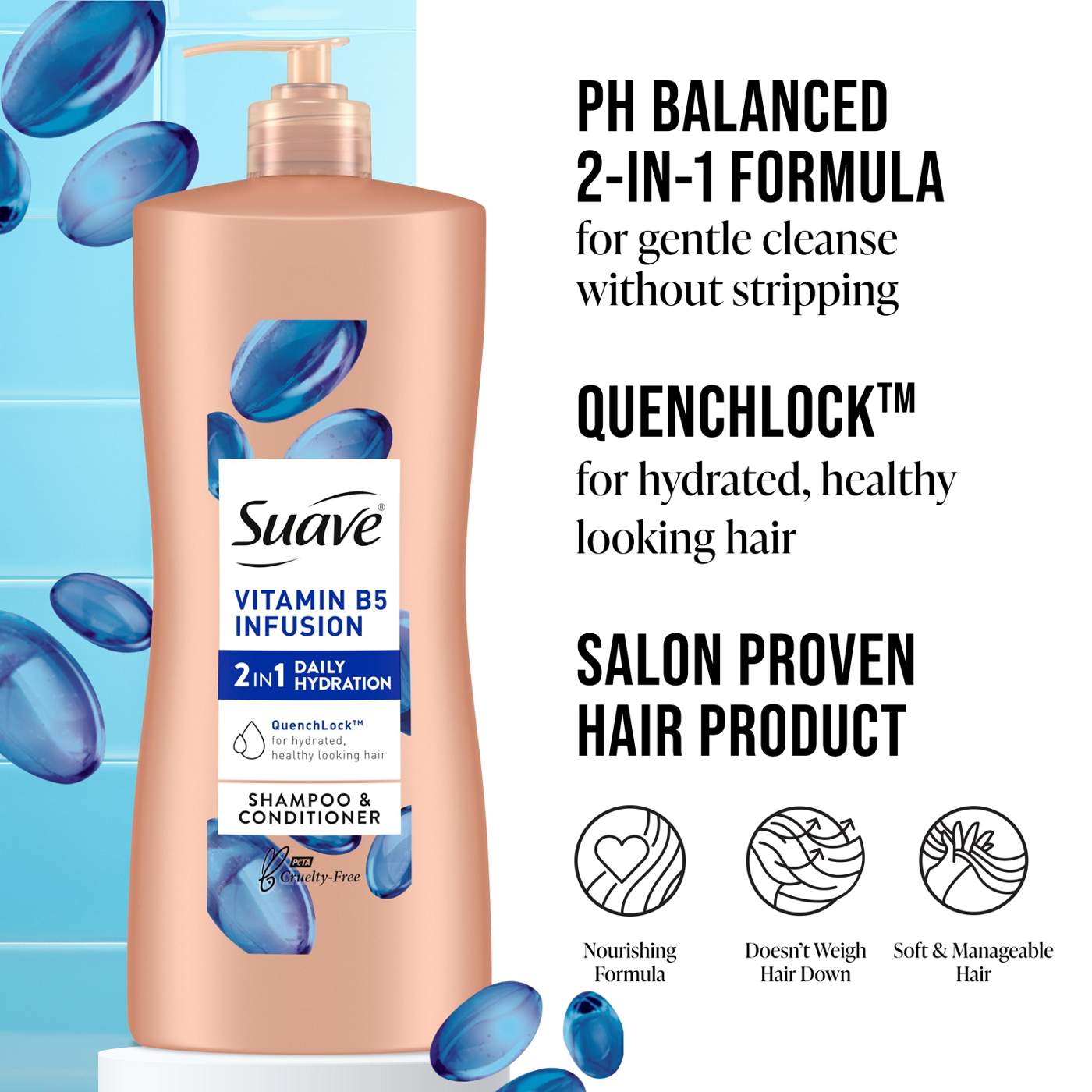 Suave Vitamin B5 Infusion 2 In 1 Daily Hydration Shampoo & Conditioner; image 2 of 4