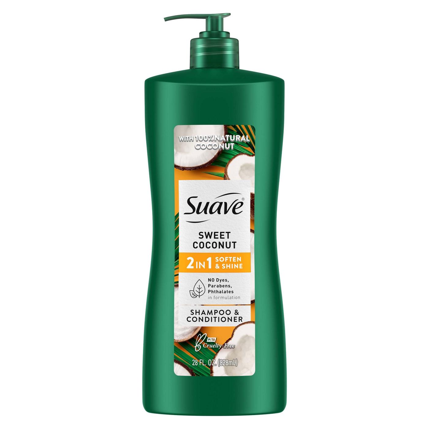 Suave 2 In 1 Soften & Shine Shampoo & Conditioner - Sweet Coconut; image 1 of 5
