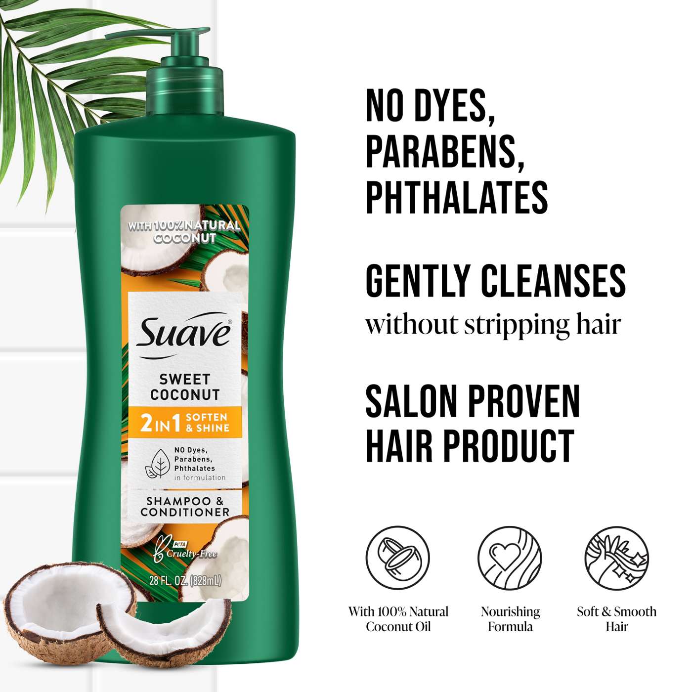 Suave 2 In 1 Soften & Shine Shampoo & Conditioner - Sweet Coconut; image 3 of 5