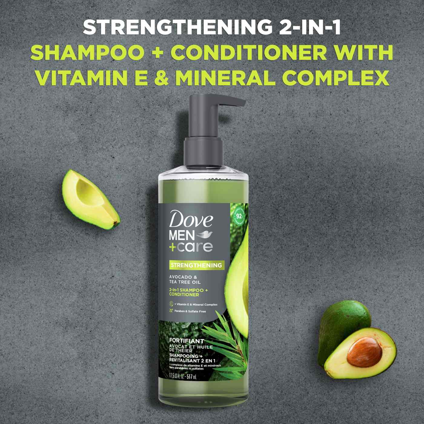 Dove Men+Care Strengthening 2 in 1 Shampoo + Conditioner - Avocado & Tea Tree Oil; image 3 of 5