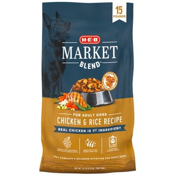 H-E-B Market Blend Adult Dry Dog Food - Chicken & Rice, 15 lbs