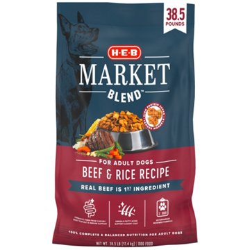 H-E-B Market Blend Adult Dry Dog Food – Beef & Rice, 38.5 lbs