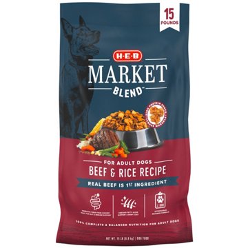 H-E-B Market Blend Adult Dry Dog Food – Beef & Rice, 15 lbs