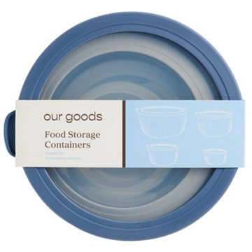 our goods Round Food Containers Set - Blue, 4 pk