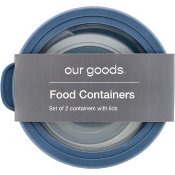 our goods Round Food Containers - Blue, 2 pk