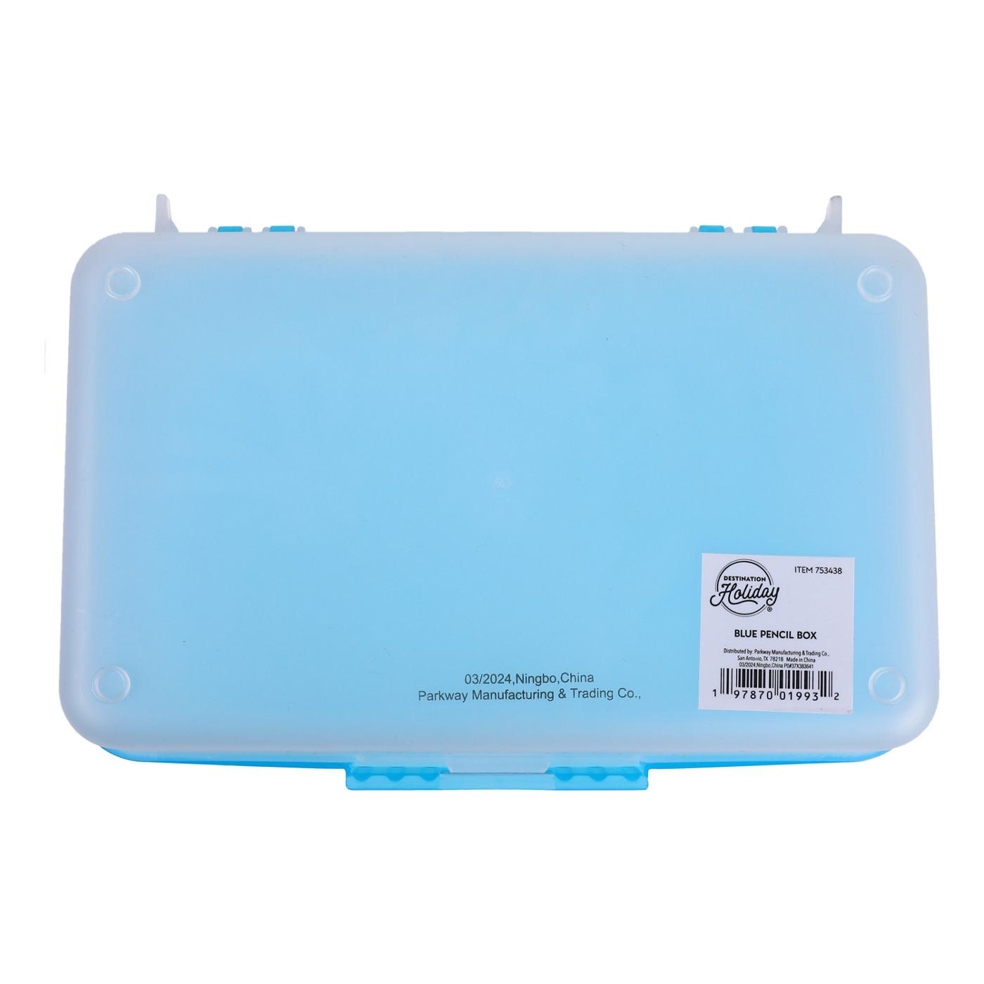 Destination Holiday Plastic Pencil Box - Blue; image 3 of 4