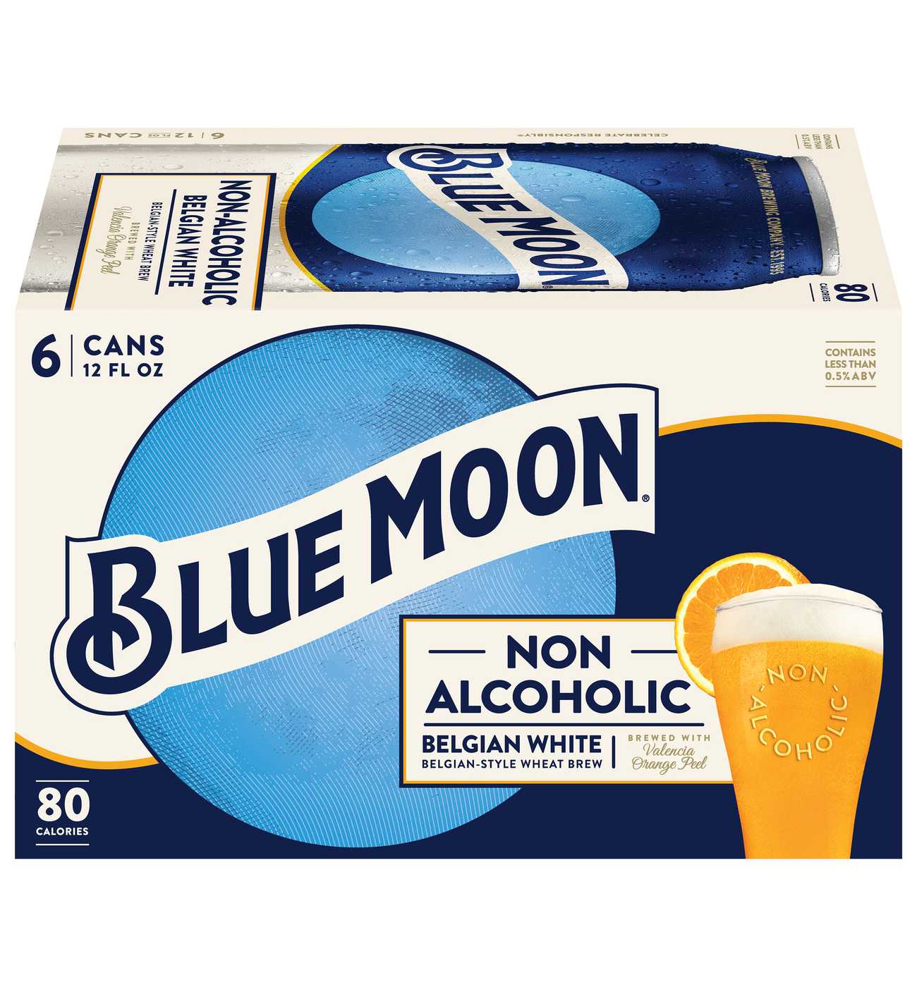 Blue Moon Non-Alcoholic Belgian White 12 oz Cans; image 1 of 2