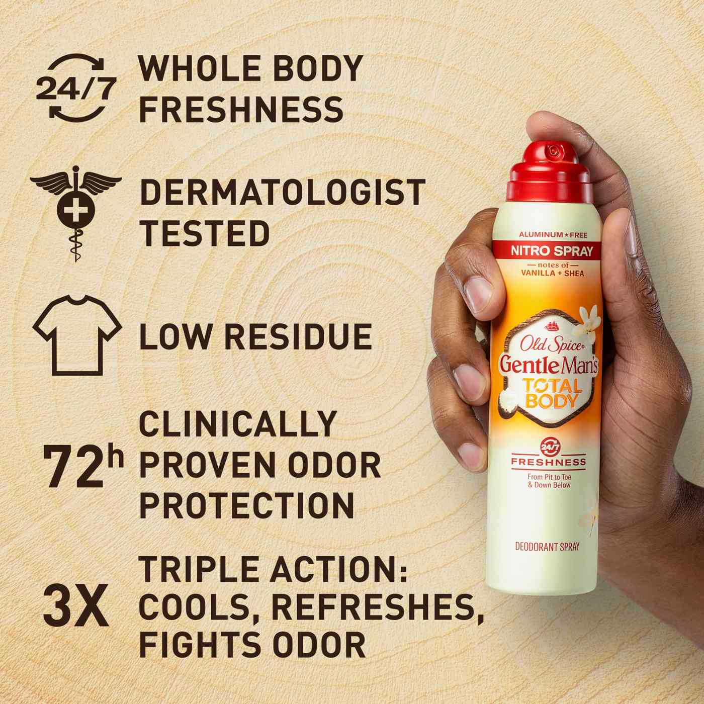 Old Spice Gentleman's Total Body Deodorant Spray - Vanilla + Shea; image 5 of 10