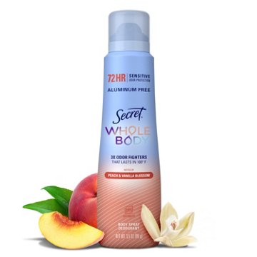 Secret Whole Body Aluminum Free Cooling Spray Deodorant For Women Peach & Vanilla