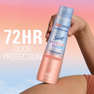 Secret Whole Body Aluminum Free Cooling Spray Deodorant For Women Peach & Vanilla