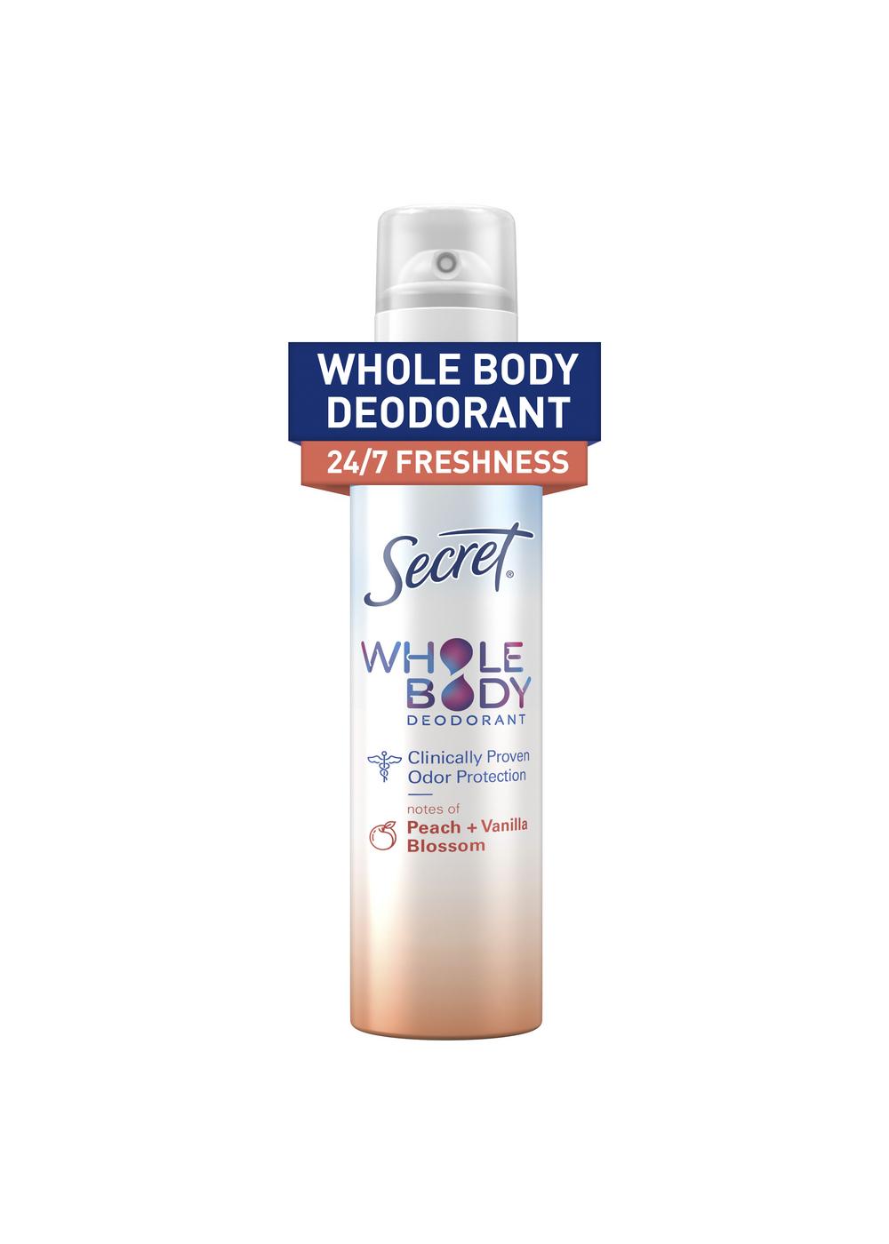 Secret Whole Body Aluminum Free Deodorant Body Spray - Peach & Vanilla; image 5 of 10