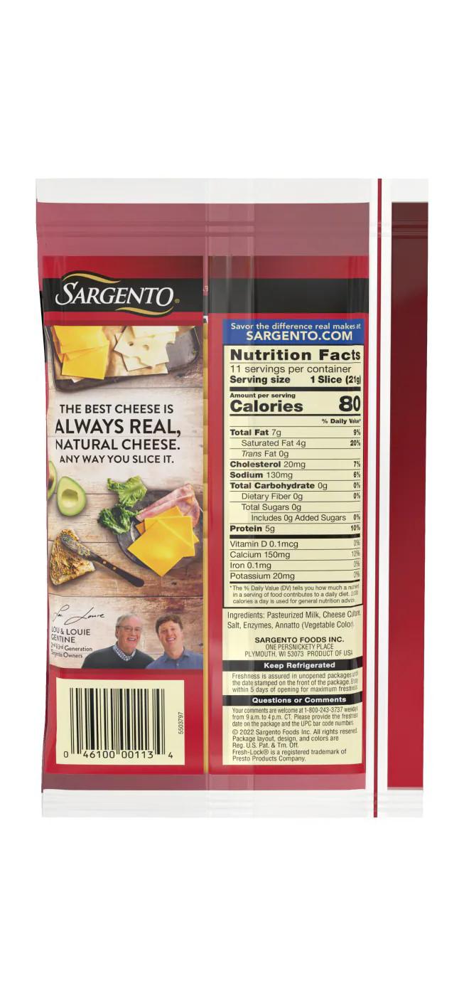 SARGENTO Sharp Cheddar Sliced Cheese; image 2 of 2
