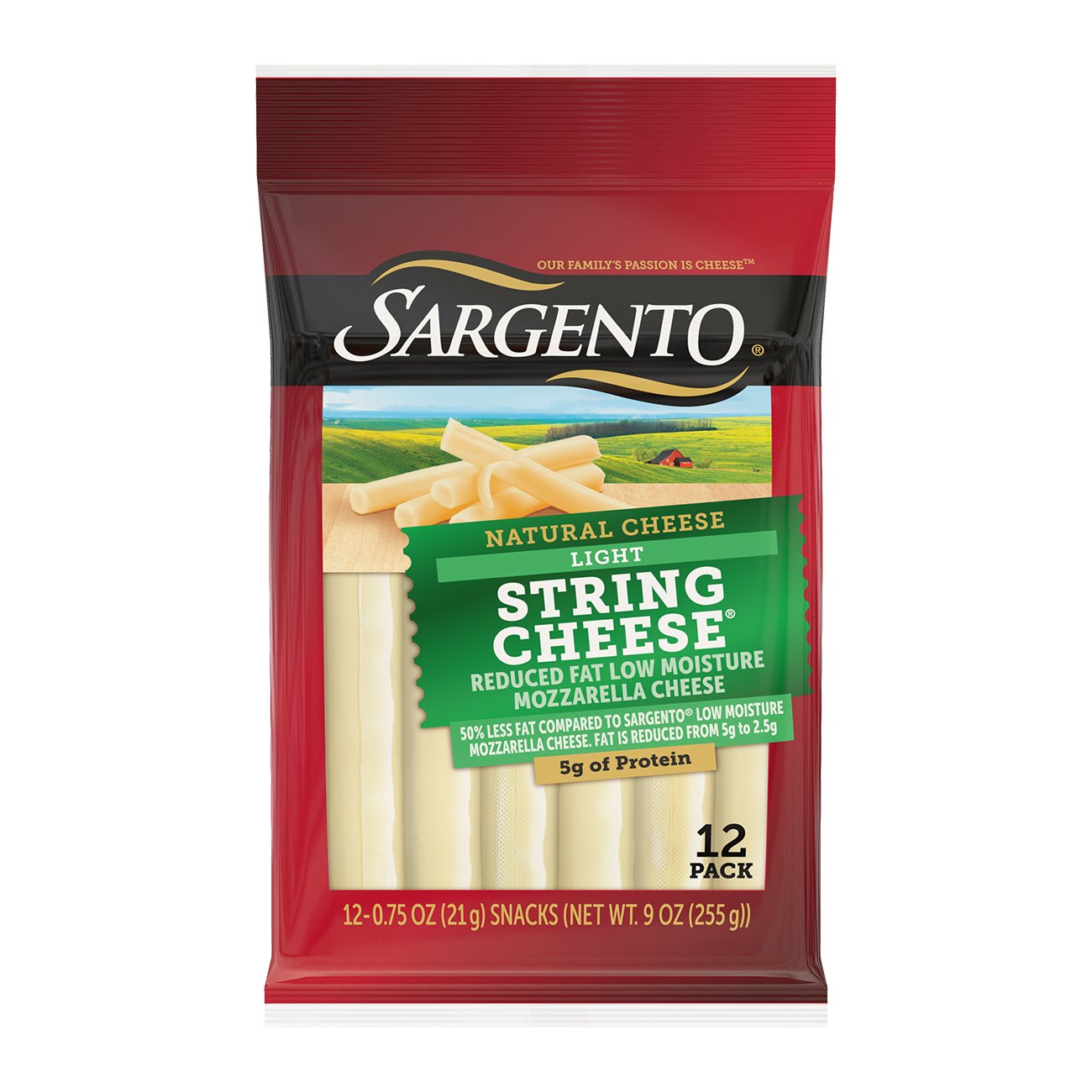 SARGENTO Light Reduced Fat Low Moisture Mozzarella String Cheese, 12 ct ...