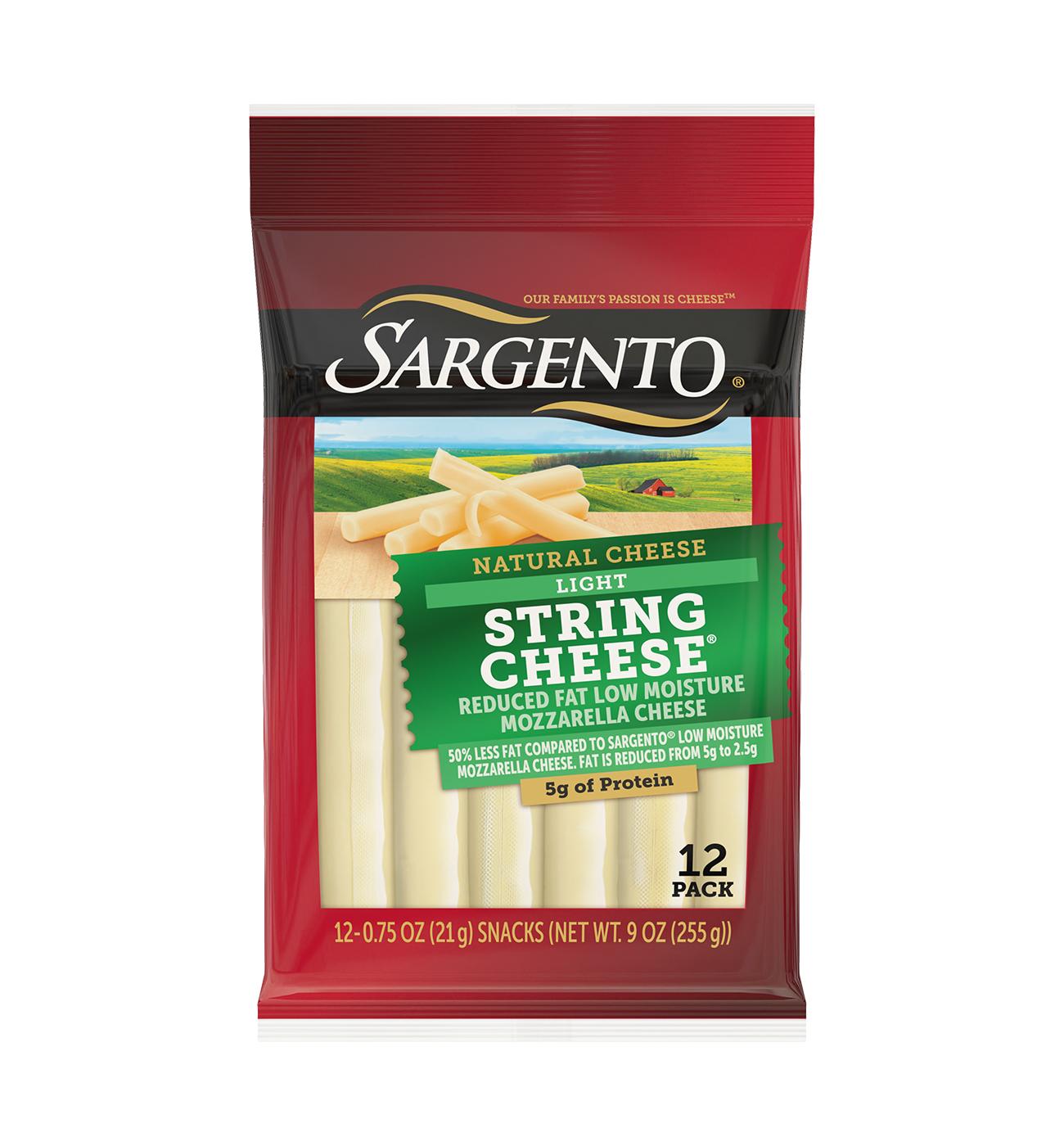 SARGENTO Light Reduced Fat Low Moisture Mozzarella String Cheese, 12 ct; image 1 of 3