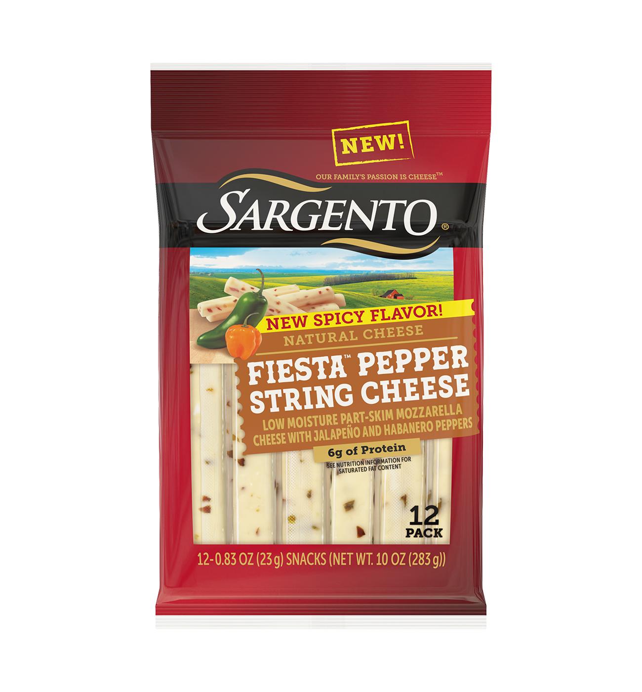 SARGENTO Fiesta Pepper Low Moisture Part-Skim Mozzarella String Cheese, 12 ct; image 1 of 3